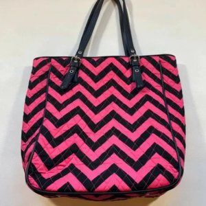 NWT RosenBlue Pink Black Chevron Tote w/ Floral Inside Lining